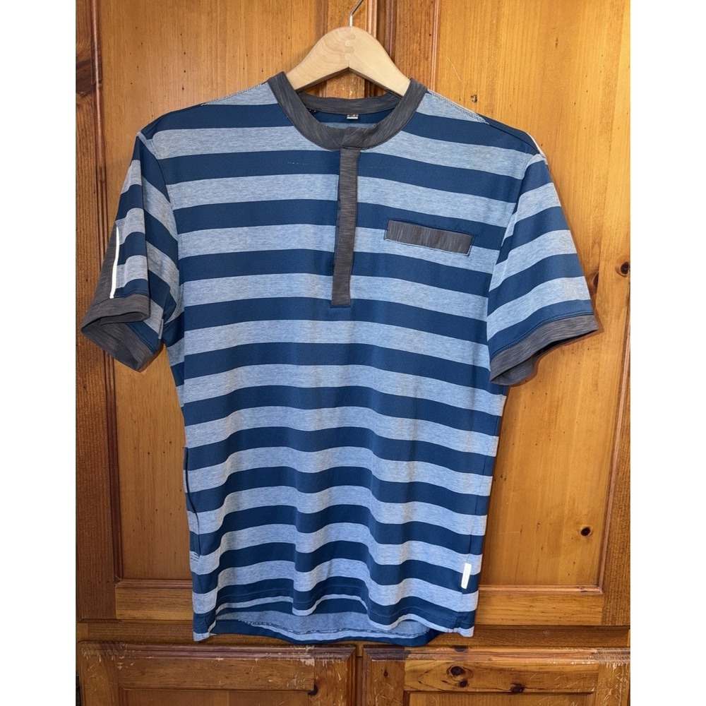 Club Ride Shirt Blue Gray Performance Lightweight Cycling Zip Pocket Men's M